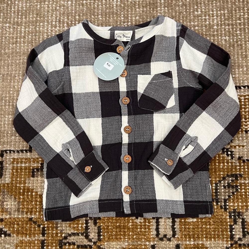 NWT City Mouse Buffalo Plaid Blouse Size 4